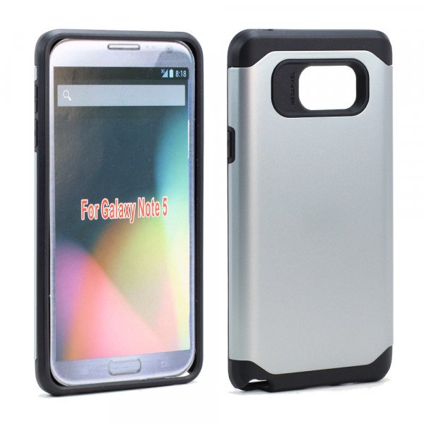 Wholesale Samsung Galaxy Note 5 Slim Hybrid Armor Case (Silver)